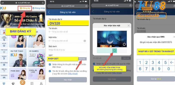 Đăng ký KuCasino bằng điện thoại